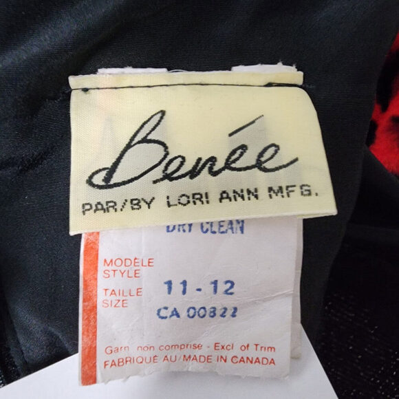 Vintage Benee By Lori Ann Black Lace Metallic Drop Waist Midi Dress Size 11/12 - Picture 10 of 12